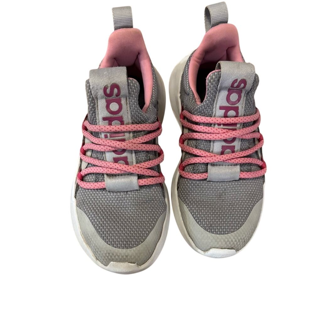 Adidas Lite Racer Adapt 5.0 Kids Sneakers Athletic Gray Pink Girls Size 13